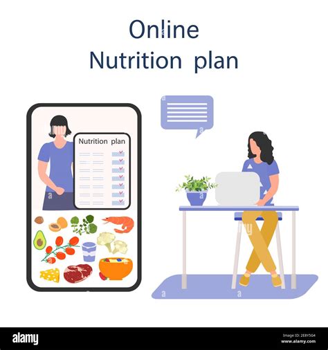 Vector Illustration Nutrition Consultant Online Explains Diet To Human Proper Nutrition