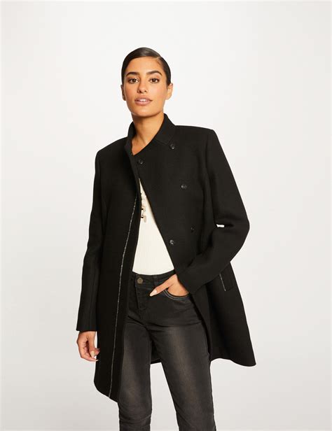 Manteau Droit Boutonn Noir Femme Morgan