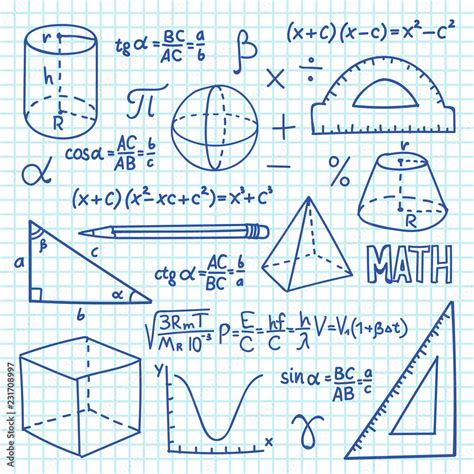 Doodle Maths And Geometry Concept Trigonometry Functions Charts And