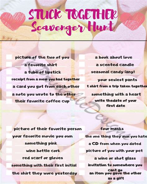 Stuck Together Scavenger Hunt Pdf Printablegamegame For Couplesfun Gamesscavenger Hunt