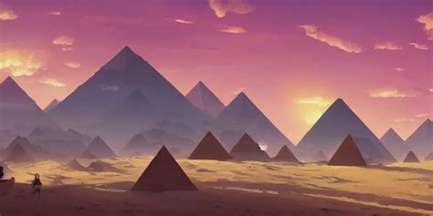 A Stunning Desert Landscape With Pyramids By Makoto Stable Diffusion