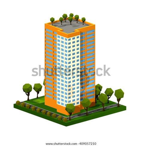 Polygon Isometric Multistorey Building Residential House Stock Vector