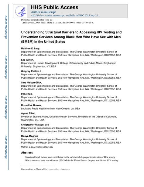 Pdf Understanding Structural Barriers To Accessing Hiv Testing And