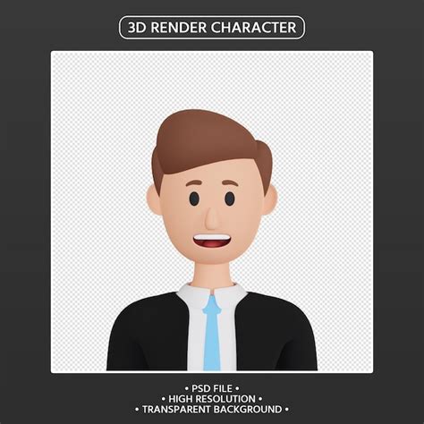 Avatar de dessin animé homme rendu 3D PSD Premium