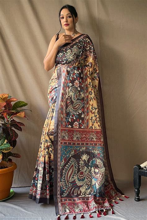 Buy Kalamkari Sarees Online at Reasonable Price - Karagiri