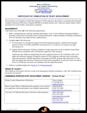 Fillable Online Ctc Ca Certificate Of Completion Of Staff Development