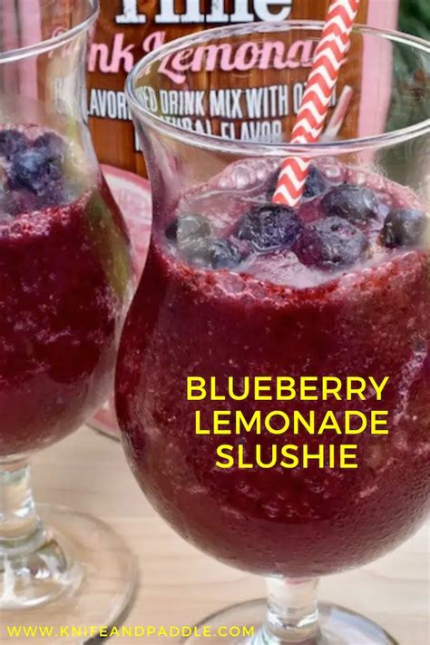 Boozy Blueberry Lemonade Slushie •