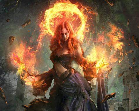 Fantasy Girl Art Fire Fantasy Woman Hd Wallpaper Peakpx