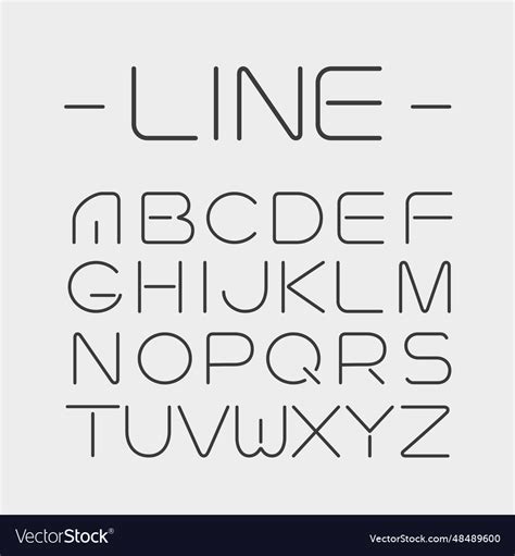 Linear Font Simple And Minimalistic Alphabet Vector Image