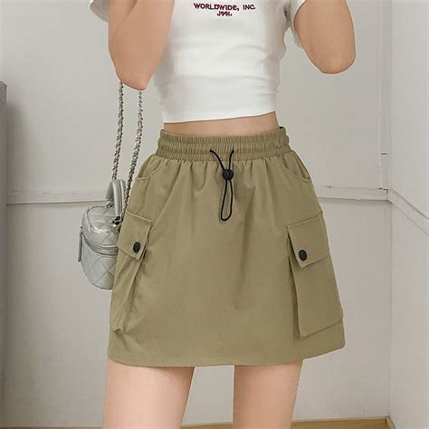 Jual BEARY JEANS BJ124 Cargo Mini Skirt Pocket Celana Rok Cargo Mini