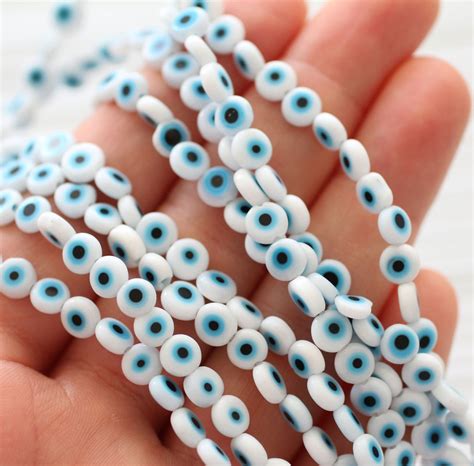 Pc Mm White Evil Eye Beads Flat Evil Eye Glass Beads Lamp