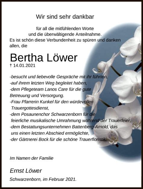 Traueranzeigen von Bertha Löwer Trauer HNA de