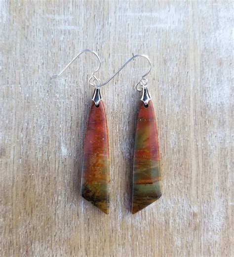 Red Creek Jasper Earrings Sterling Silver Jasper Earrings Etsy