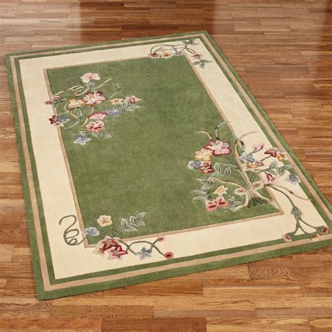 Floral Bouquet Deep Sage Area Rugs