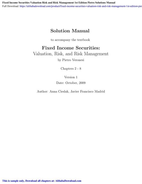 Fixed Income Securities Valuation Risk And Risk Management 1st Edition