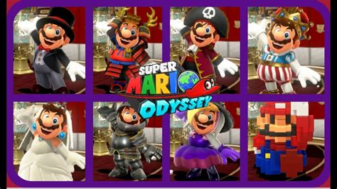 Super Mario Odyssey All Costumes Including Dlc Youtube