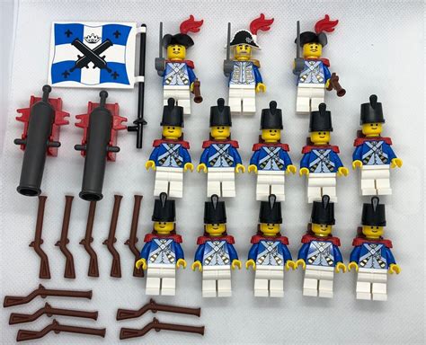 Lego Imperial Bluecoat Soldiers Army Minifigures Flag Cannon Musket