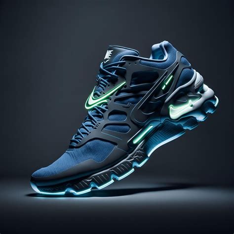 Premium AI Image | A pair of nike shoes with neon green lights.