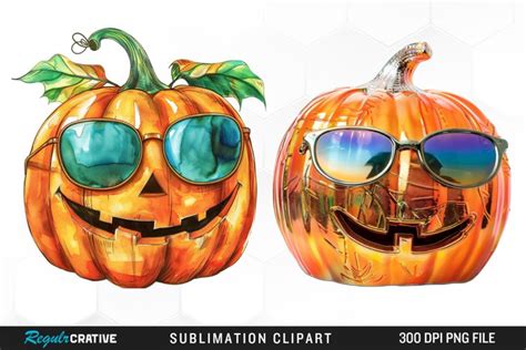 Pumpkin With Sunglasses Artwork Clipart