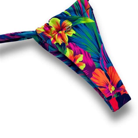 Cheeky Floral Bikini Bottom Adjustable Skimpy Hawaiian Brazilian