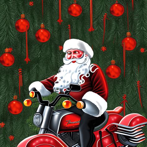 Harley Davidson Motorcycle Santa By Gerald Brom · Creative Fabrica