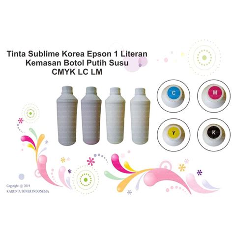 Jual Tinta Sublime Korea Epson 1 Literan Kemasan Botol Putih Susu CMYK