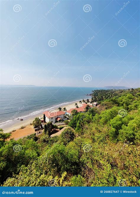 Aerial View Of Vagator Beach From Chapora Fort Bardez Vagator Beach