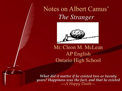 Ppt Notes On Albert Camus The Stranger Powerpoint Presentation Free