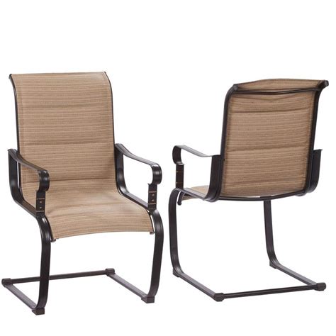 Hampton Bay Belleville Rocking Padded Sling Outdoor Dining Chairs 2 Pack Fcs80198c 2pk The