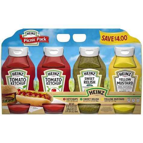 Heinz Condiments Picnic Variety Pack With Ketchup Mustard And Relish 4 Pk Sams Club