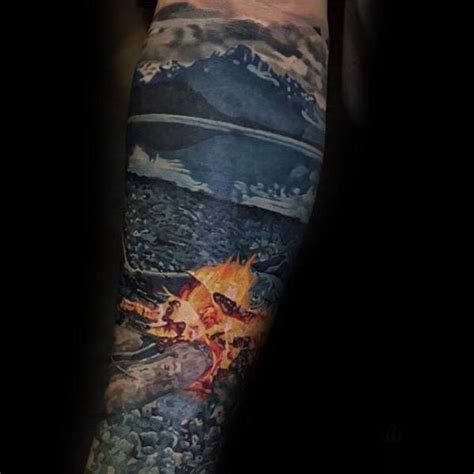 50 Campfire Tattoo Designs For Men Great Outdoors Ink Ideas Outdoor