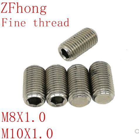 20pcs Din913 M8 1 0 M10 1 0 304 Stainless Steel Fine Thread Inner Hex