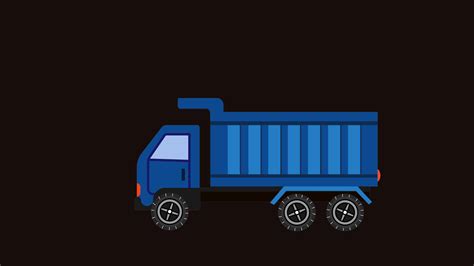 Dump Cargo Truck Driving With Container On Alpha Channel Animation