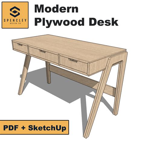 Modern Plywood Computer Desk - Plans | Made by Spencley Design Co.