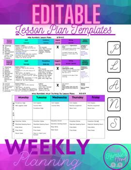 Lesson Plan Templates Editable By Miss Humble S Herd Tpt