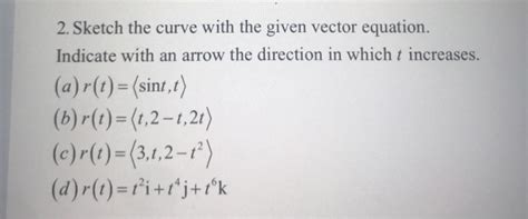 Solved 2 Sketch The Curve With The Given Vector Equation