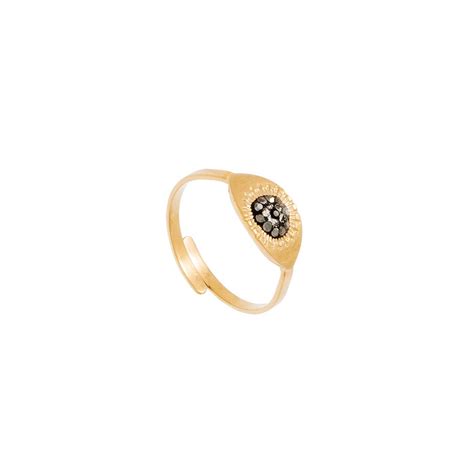 Bague oeil zircons noirs doré Jollia