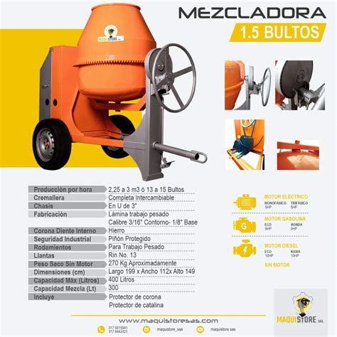 Mezcladora De Concreto Bultos Sin Motor Maquistoresas