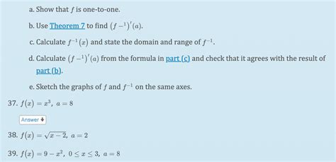 SOLVED A Show That F Is One To One B Use Theorem 7 To Find F 1