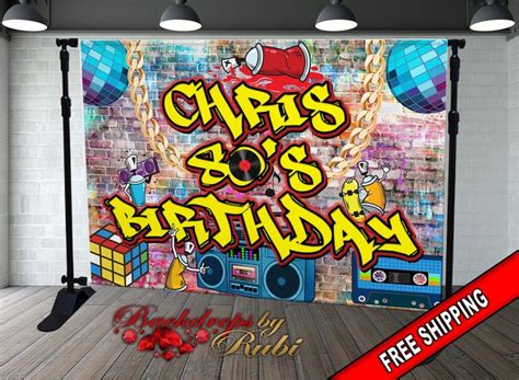 Graffiti Backdrop Graffiti Banner 80 S 90 S Hip Hop Rock Party