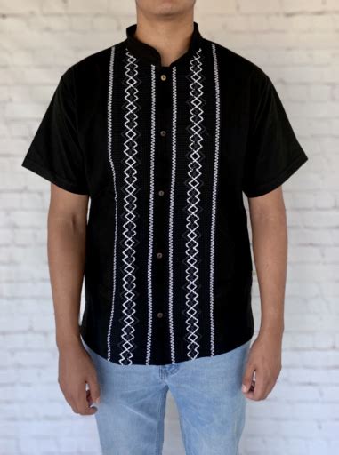 Black Mexican Guayabera Shirt Mexican Guayabera