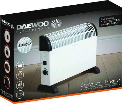 Daewoo Free Standing Bedroom Kitchen 2000W Convector Heater With 3 Heat