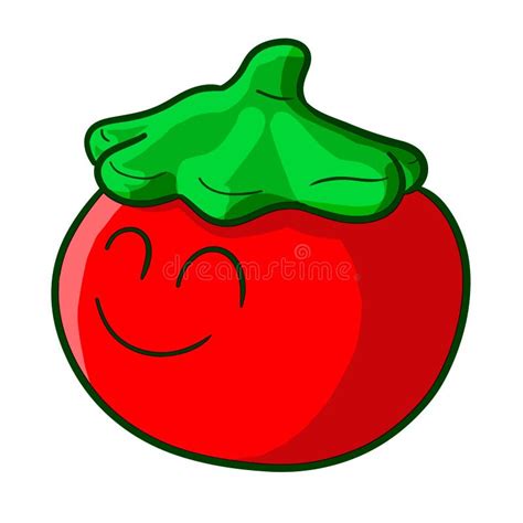 Funny And Cute Tomato Smiling Happily Vector Stock Vector