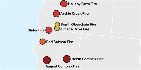 West Coast Wildfires Map Shows The Biggest Fires Color Coded By Size Business Insider