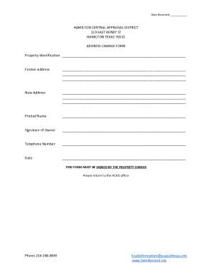 Fillable Online Address Change Form Pdf Hamilton Central Appraisal