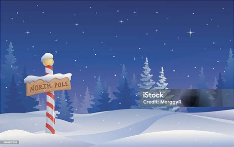 Vector Illustration Of The North Pole In Christmas Decor Stock