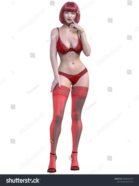 3d Beautiful Sexy Woman Red Lingerie Stock Illustration 2023934279 Shutterstock