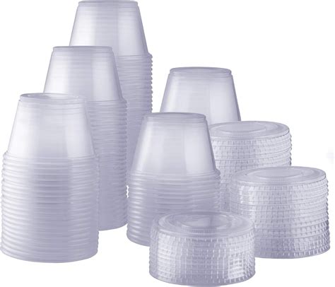 200 Sets 4 Oz Plastic Disposable Portion Cups With