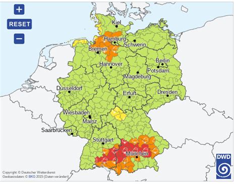 Unwetter Warnungen für Nord und Süddeutschland Gewitter Starkregen