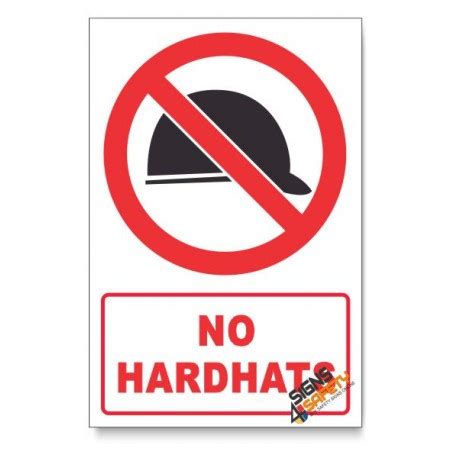 Nosa Sabs No Hardhats Prohibited Descriptive Safety Sign Pv D